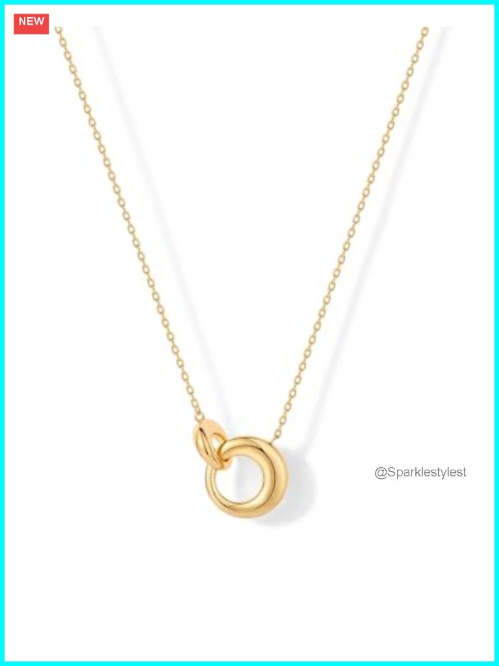 14K Gold Plated Interlock Pendant Necklace 16" with Extender